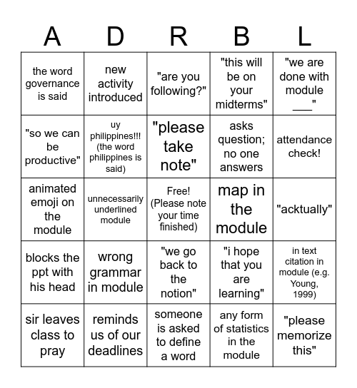 Adorable Bingo!!! Bingo Card