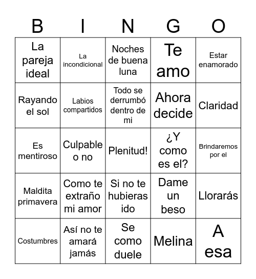 Plenitud Bingo Card