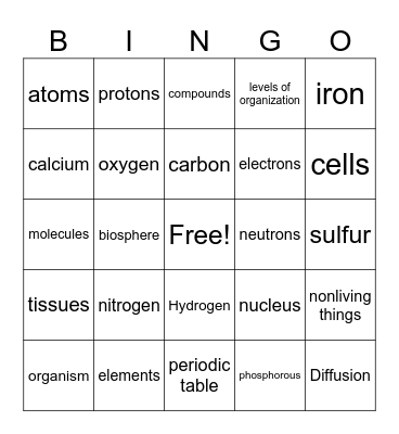 Exam 1 Review Bingo Card