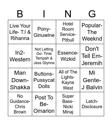 White Gyal Madness Bingo Card