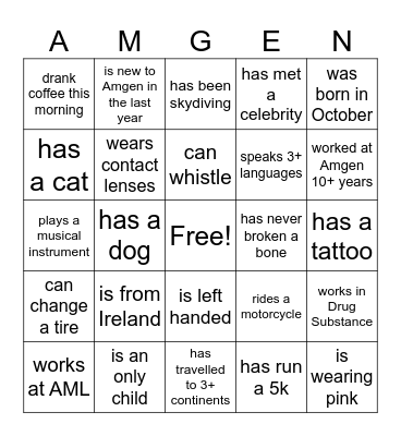 All Staff Bingo Card