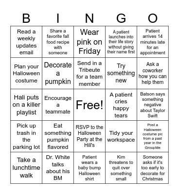 Parkside OB-GYN Spooky Season Bingo Card