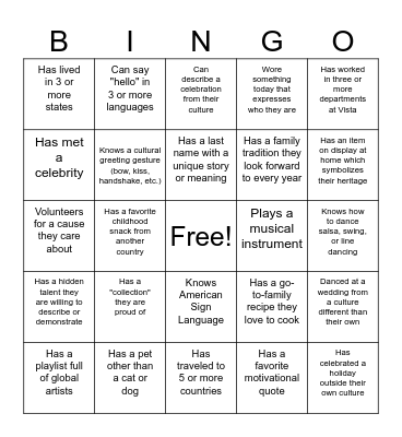 People Bingo Card