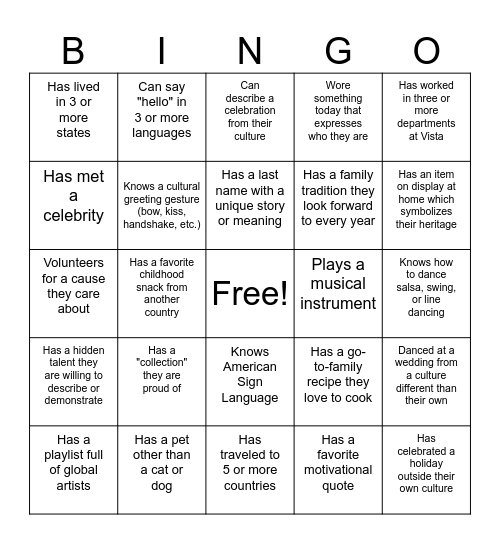 People Bingo Card
