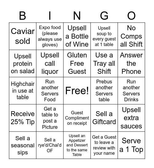 Server BINGO Card