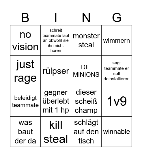 Brawl Bingo Card