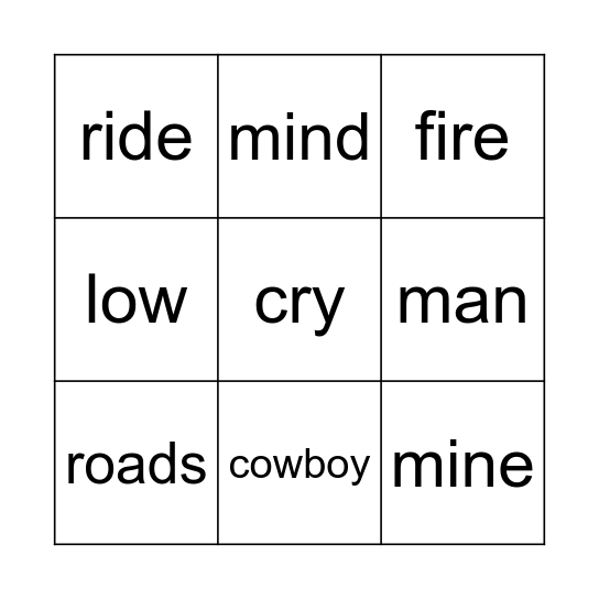 Country Lyric Bingo Card