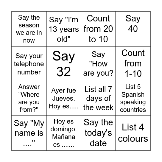 Find someone who can .... Bingo Card