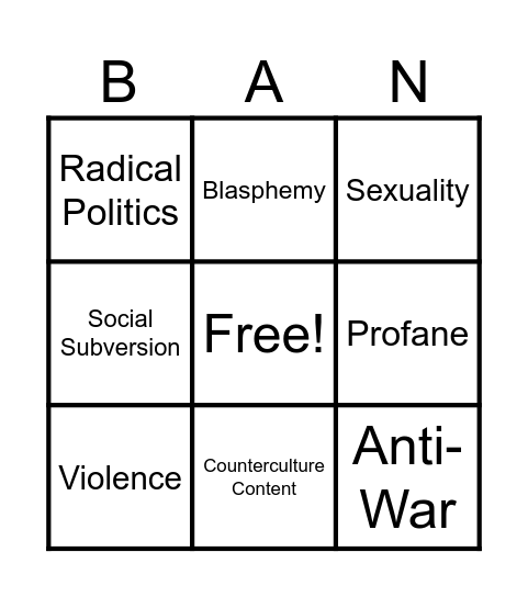 Banned Books Read-In Bingo Card