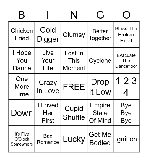 2000's MUSIC BINGO Card