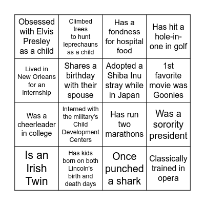 PLA Icebreaker Bingo Card