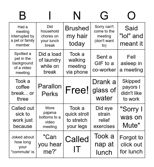 Team Seay Spirit Week Bingo Card