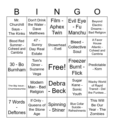 Robert Miller's TRL Bingo Card