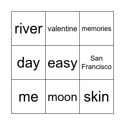 Jazz Lyric Bingo Card