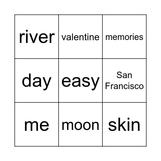 Jazz Lyric Bingo Card