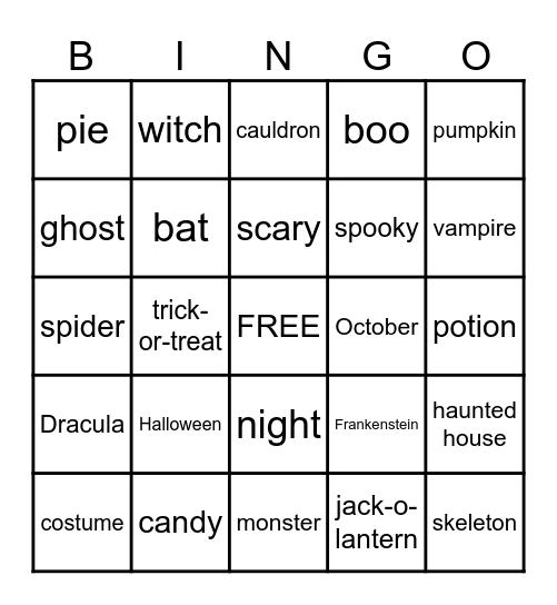 HALLOWEEN BINGO :) Bingo Card