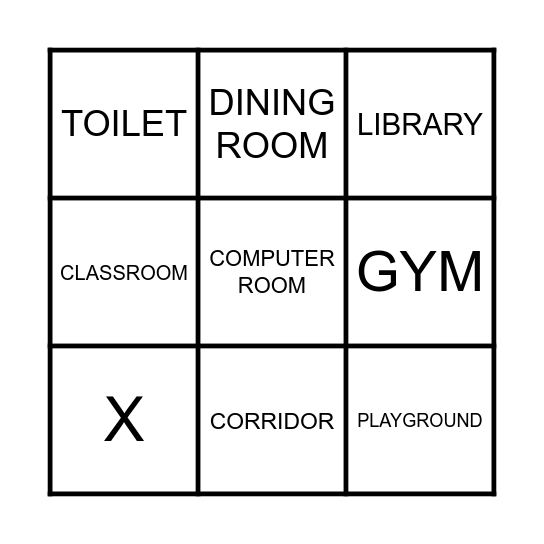 Parts of A School BINGO Card