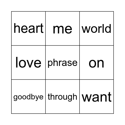 Movie Soundtracks Lyric Bingo Card