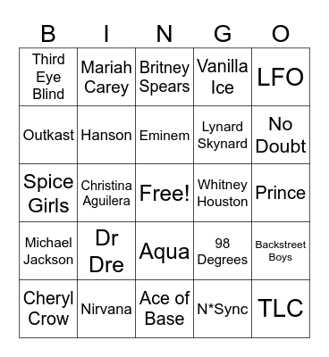 Music Trivia Bingo Card
