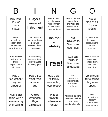 People Bingo Card