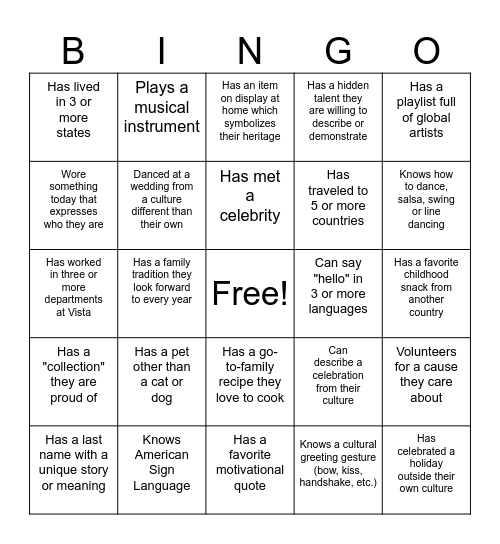 People Bingo Card