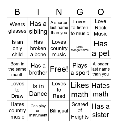 AP Ambassador Bingo Card