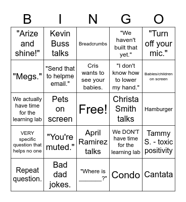 Meeting Bingo Card