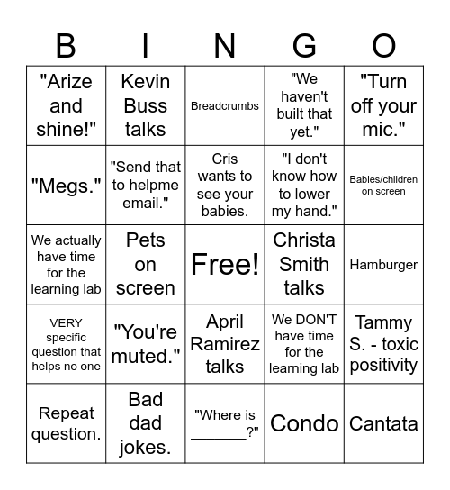 Meeting Bingo Card