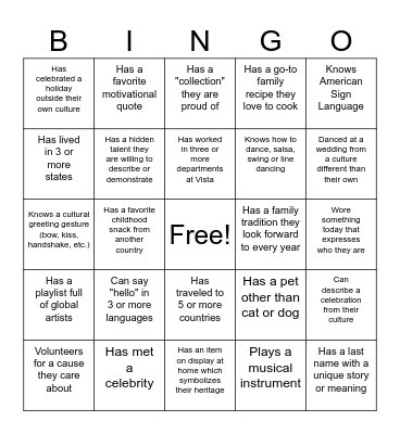 People Bingo Card