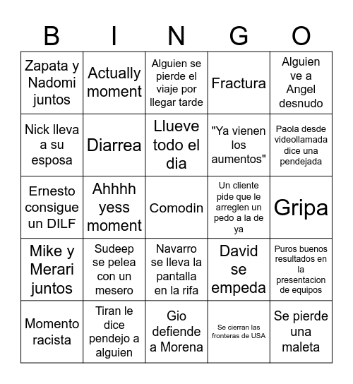Team Retreat Bingo Card