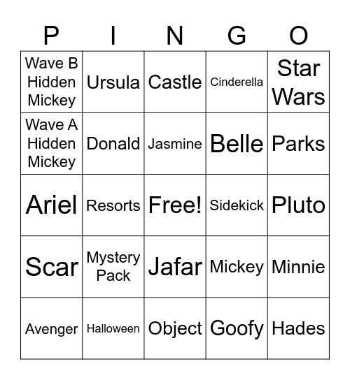 Disney Bingo Card
