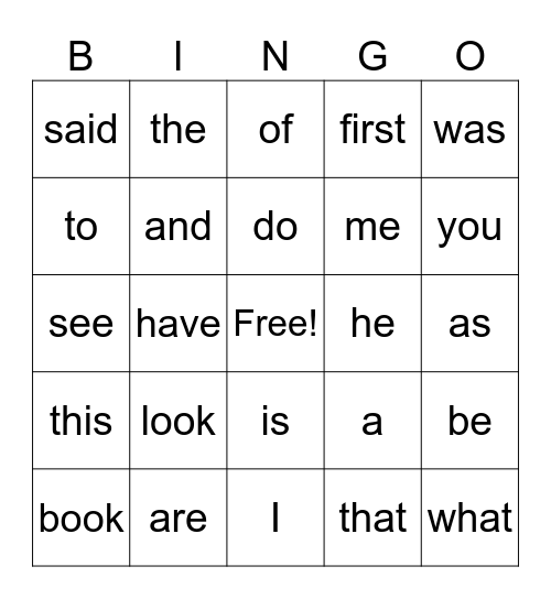 UFLI Heart Words to Lesson 41 Bingo Card