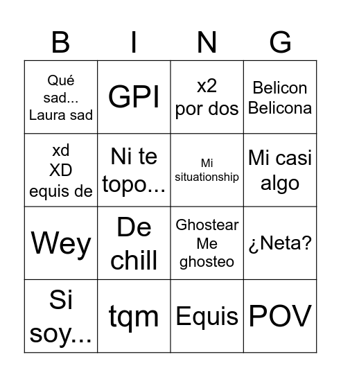 FRASES DE LA CHAVIZA Bingo Card