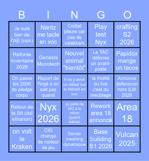 CitizenCon 2955 Bingo Card