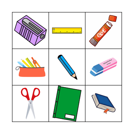 School Bingo Card