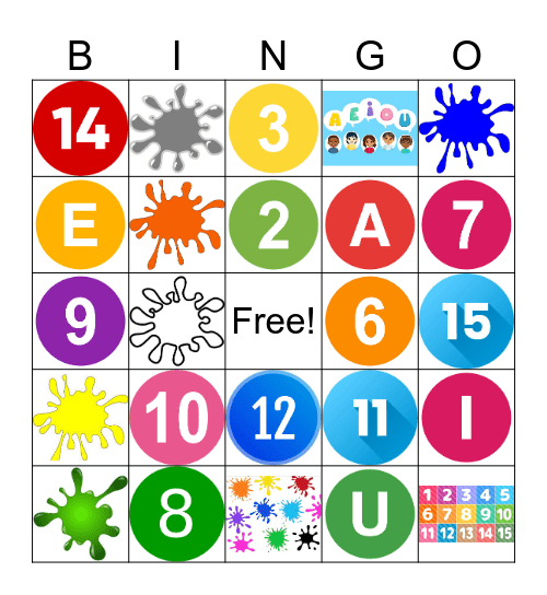 Unidad 2 - Colors/Numbers/Vowels Bingo Card