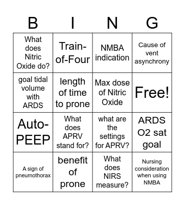 RESPIRATORY Bingo Card