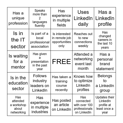 Find Someone Who Bingo Card