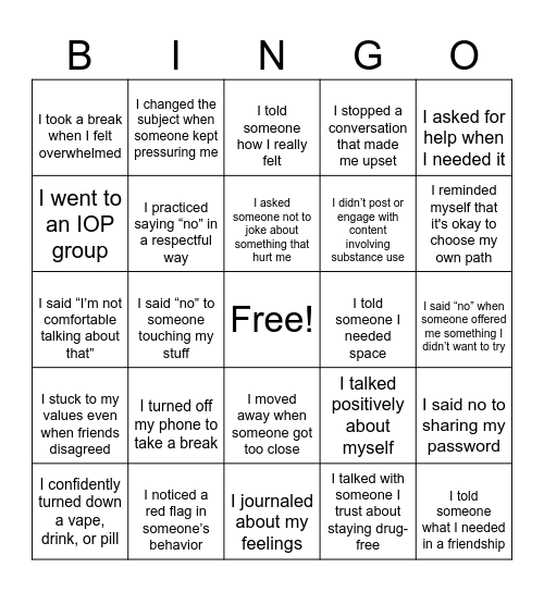 BOUNDARIES Bingo Card