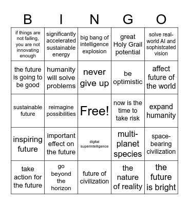 Elon Musk Bingo Card