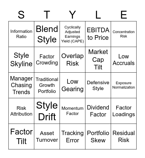 Style Bingo Card