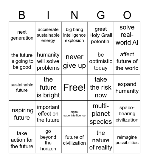 Elon Musk Bingo Card