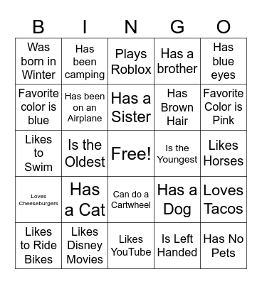 Find Someone Who Bingo Card