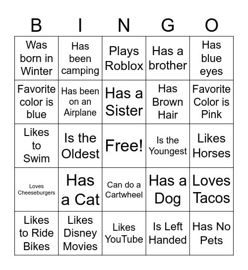Find Someone Who Bingo Card