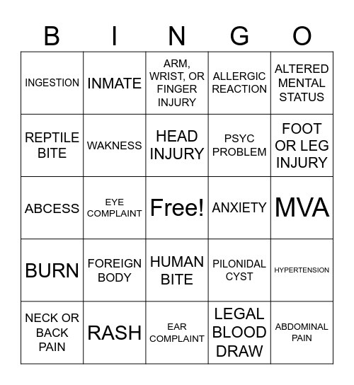 ER BINGO Card