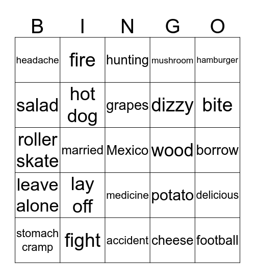 ASL 103 Fall 2016 Bingo Card