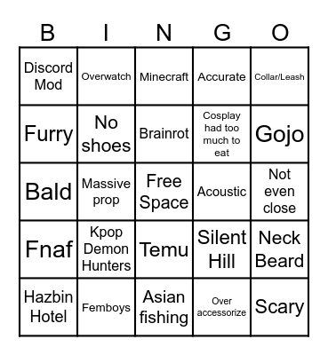 Comic Con 2026 Bingo Card