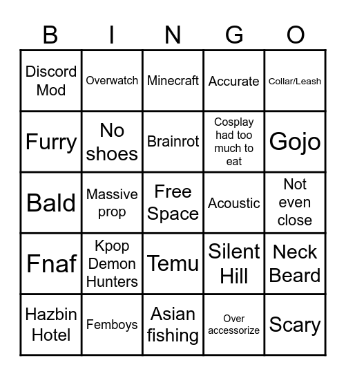 Comic Con 2026 Bingo Card