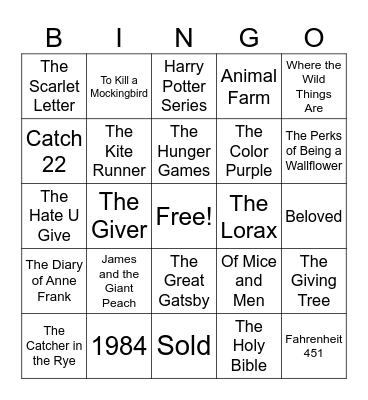 Banned Books Bingo Card