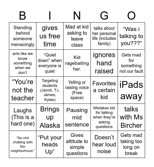 Ms. Goff Bingo Card